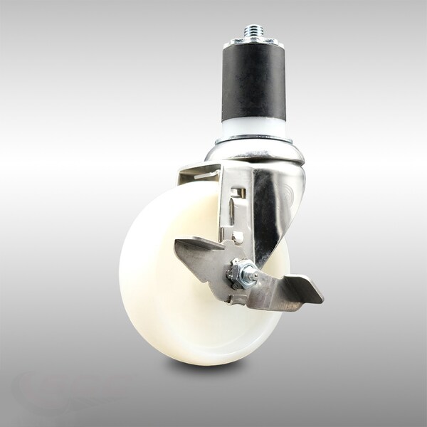 4 Inch 316SS Nylon Wheel Swivel 1-3/4 Inch Expanding Stem Caster with Brake SCC
